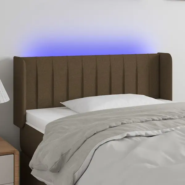 Gossi tablie de pat cu led, maro inchis, 93x16x78/88 cm, textil