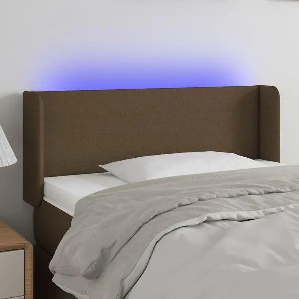 Gossi tablie de pat cu led, maro inchis, 93x16x78/88 cm, textil