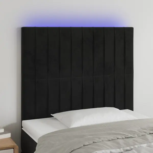 Gossi tablie de pat cu led, negru, 100x5x118/128 cm, catifea