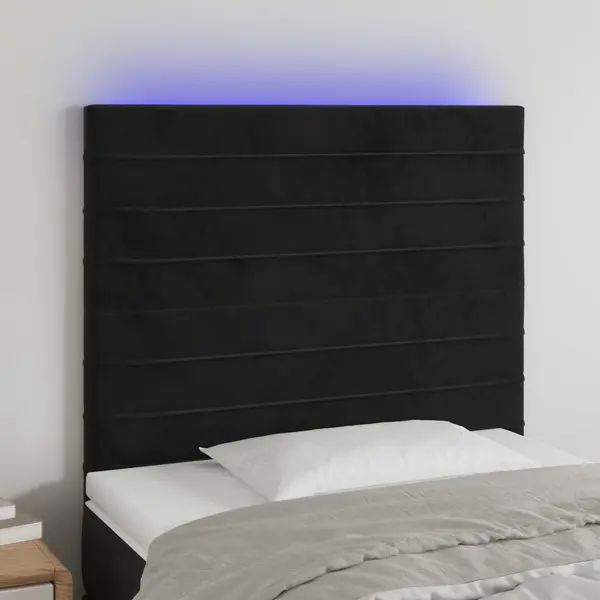 Gossi tablie de pat cu led, negru, 100x5x118/128 cm, catifea