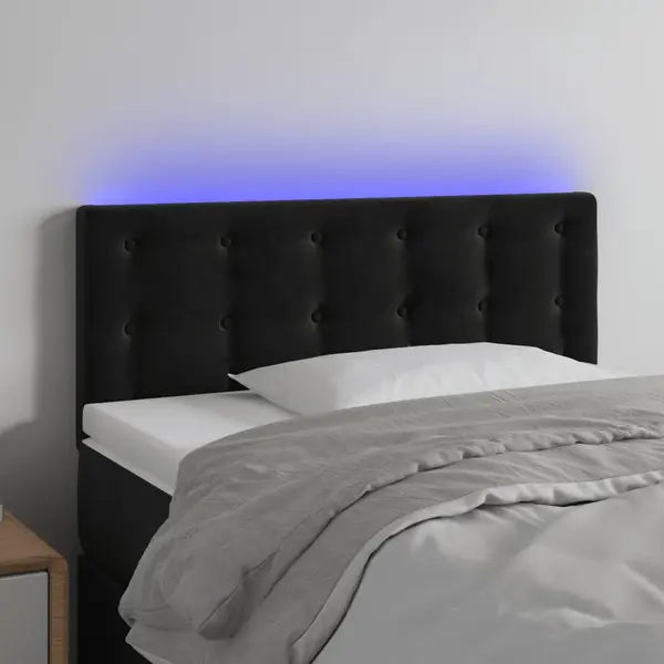 Gossi tablie de pat cu led, negru, 100x5x78/88 cm, catifea