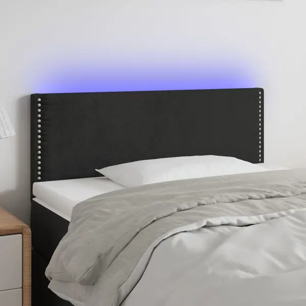 Gossi tablie de pat cu led, negru, 100x5x78/88 cm, catifea