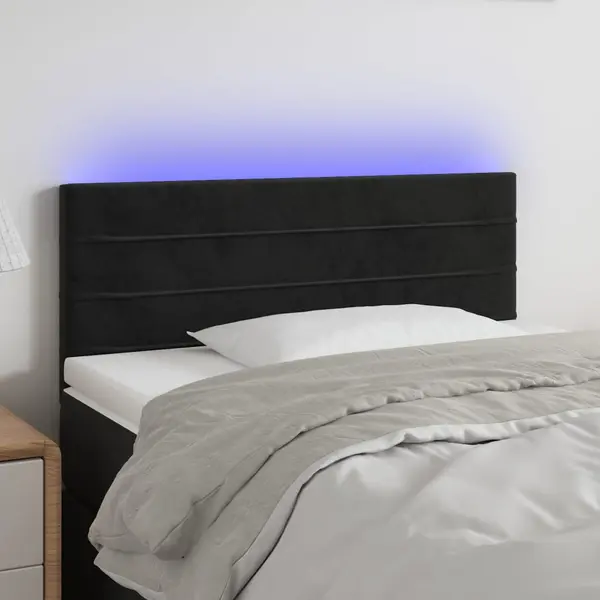 Gossi tablie de pat cu led, negru, 100x5x78/88 cm, catifea
