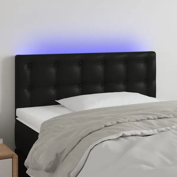 Gossi tablie de pat cu led, negru, 100x5x78/88 cm, piele ecologica