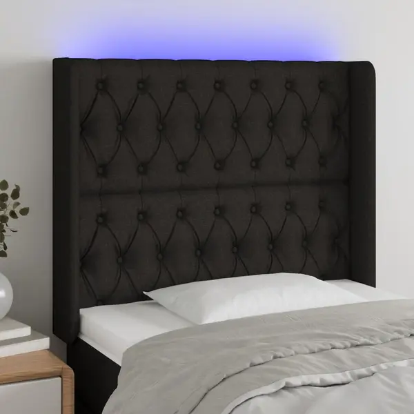 Gossi tablie de pat cu led, negru, 103x16x118/128 cm, textil