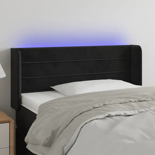 Gossi tablie de pat cu led, negru, 103x16x78/88 cm, catifea