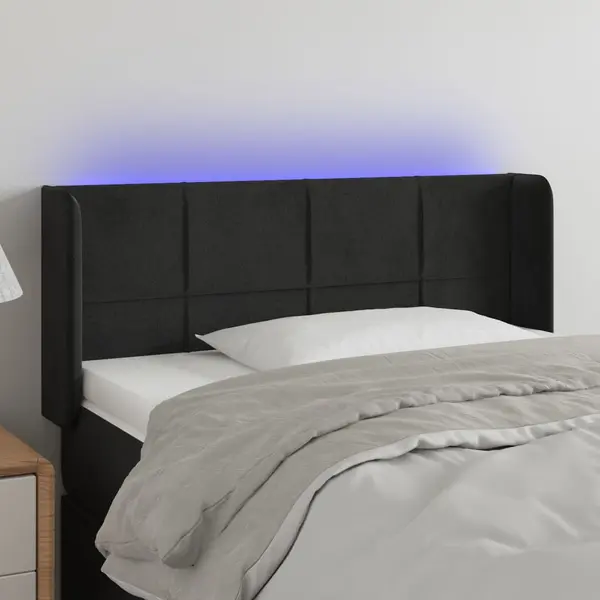 Gossi tablie de pat cu led, negru, 103x16x78/88 cm, catifea