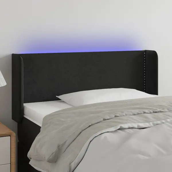 Gossi tablie de pat cu led, negru, 103x16x78/88 cm, catifea