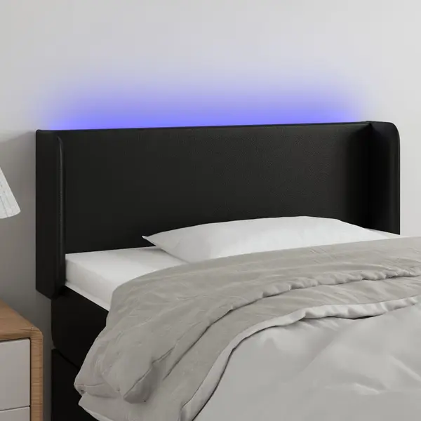 Gossi tablie de pat cu led, negru, 103x16x78/88 cm, piele ecologica