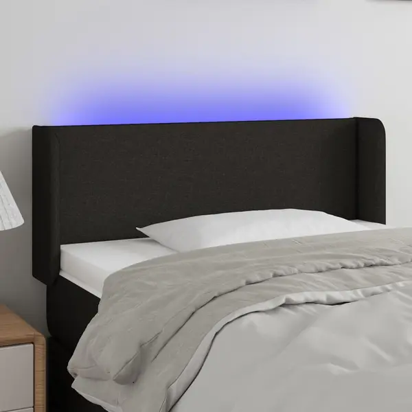 Gossi tablie de pat cu led, negru, 103x16x78/88 cm, textil
