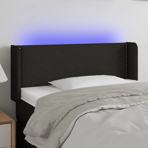 Gossi tablie de pat cu led, negru, 103x16x78/88 cm, textil
