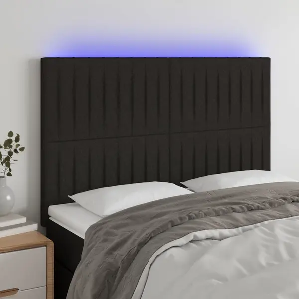 Gossi tablie de pat cu led, negru, 144x5x118/128 cm, textil