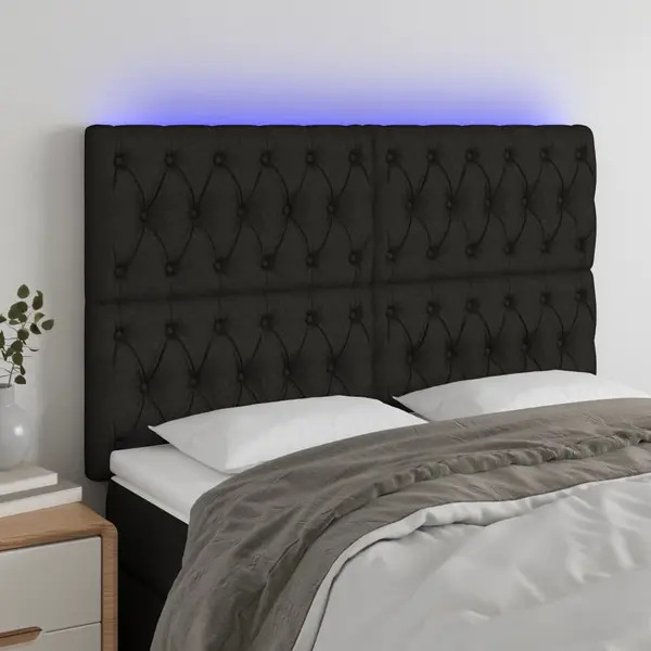 Gossi tablie de pat cu led, negru, 144x5x118/128 cm, textil