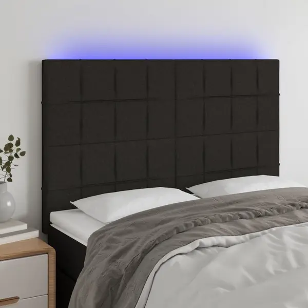 Gossi tablie de pat cu led, negru, 144x5x118/128 cm, textil