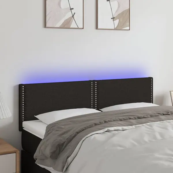 Gossi tablie de pat cu led, negru, 144x5x78/88 cm, textil