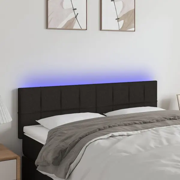 Gossi tablie de pat cu led, negru, 144x5x78/88 cm, textil