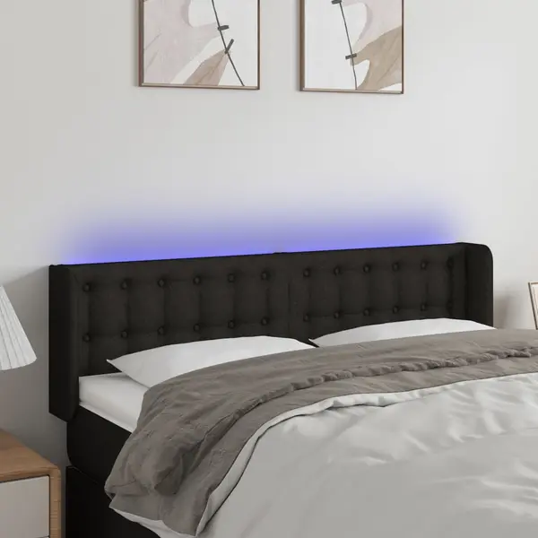 Gossi tablie de pat cu led, negru, 147x16x78/88 cm, textil