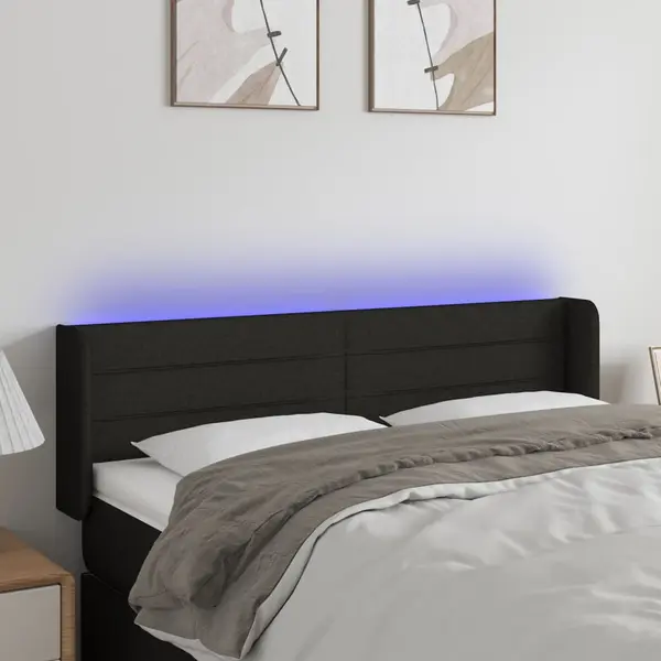 Gossi tablie de pat cu led, negru, 147x16x78/88 cm, textil