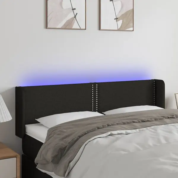 Gossi tablie de pat cu led, negru, 147x16x78/88 cm, textil