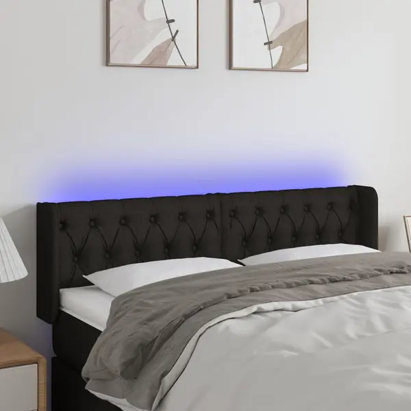 Gossi tablie de pat cu led, negru, 147x16x78/88 cm, textil