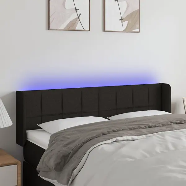 Gossi tablie de pat cu led, negru, 147x16x78/88 cm, textil