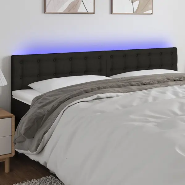Gossi tablie de pat cu led, negru, 160x5x78/88 cm, textil