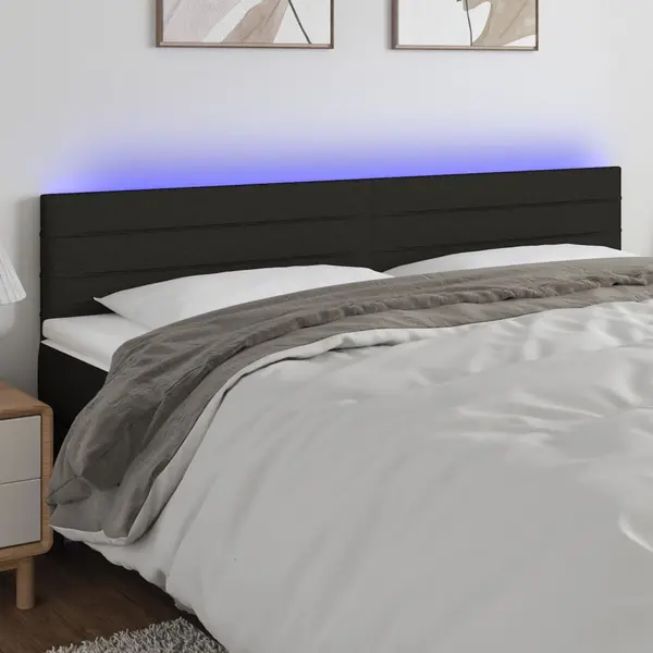 Gossi tablie de pat cu led, negru, 160x5x78/88 cm, textil