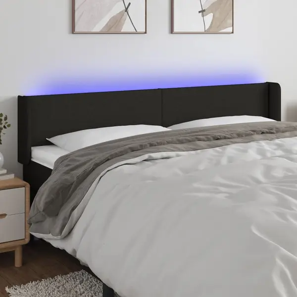 Gossi tablie de pat cu led, negru, 163x16x78/88 cm, textil