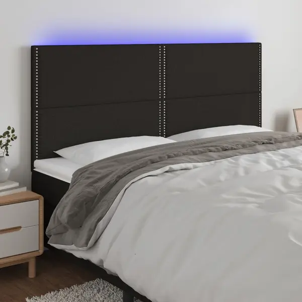 Gossi tablie de pat cu led, negru, 180x5x118/128 cm, textil