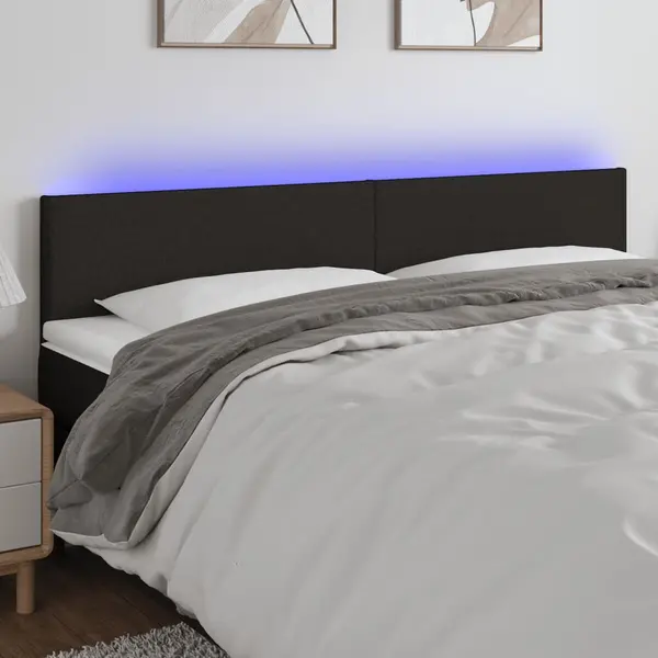 Gossi tablie de pat cu led, negru, 180x5x78/88 cm, textil