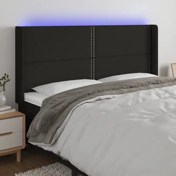 Gossi tablie de pat cu led, negru, 183x16x118/128 cm, textil