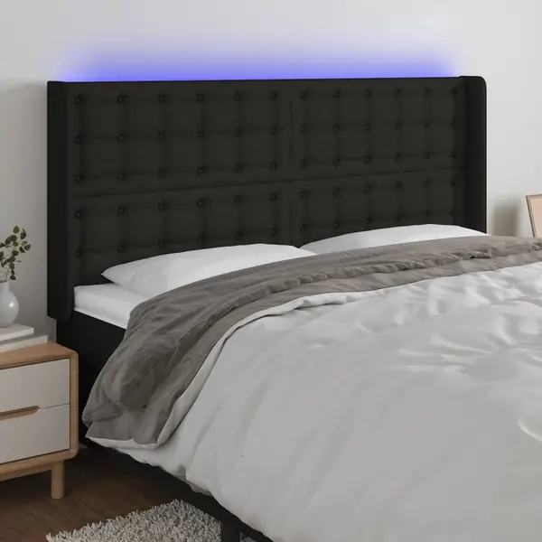 Gossi tablie de pat cu led, negru, 183x16x118/128 cm, textil