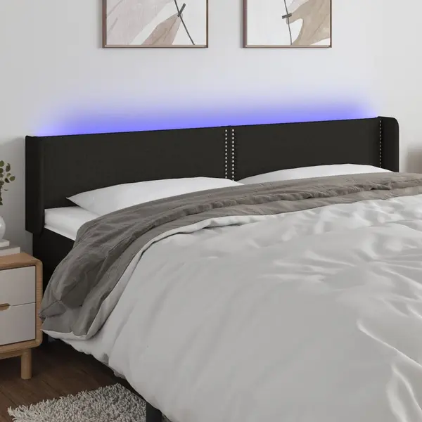 Gossi tablie de pat cu led, negru, 183x16x78/88 cm, textil