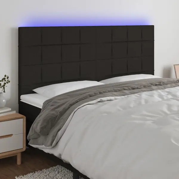 Gossi tablie de pat cu led, negru, 200x5x118/128 cm, textil