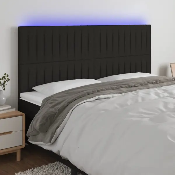 Gossi tablie de pat cu led, negru, 200x5x118/128 cm, textil