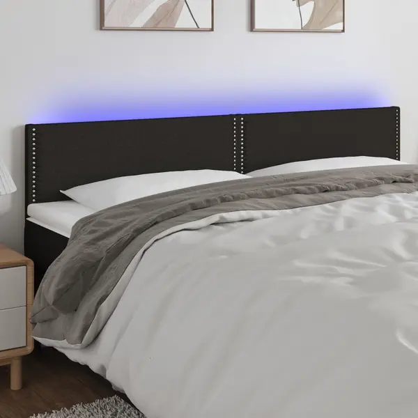 Gossi tablie de pat cu led, negru, 200x5x78/88 cm, textil