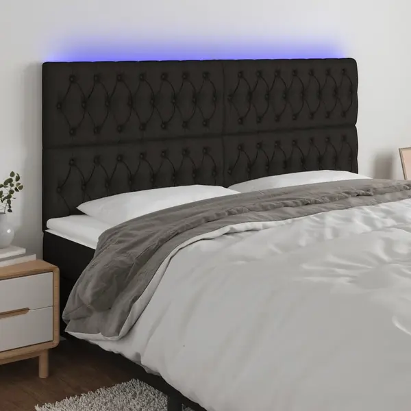 Gossi tablie de pat cu led, negru, 200x7x118/128 cm, textil