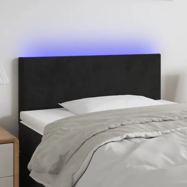 Gossi tablie de pat cu led, negru, 80x5x78/88 cm, catifea