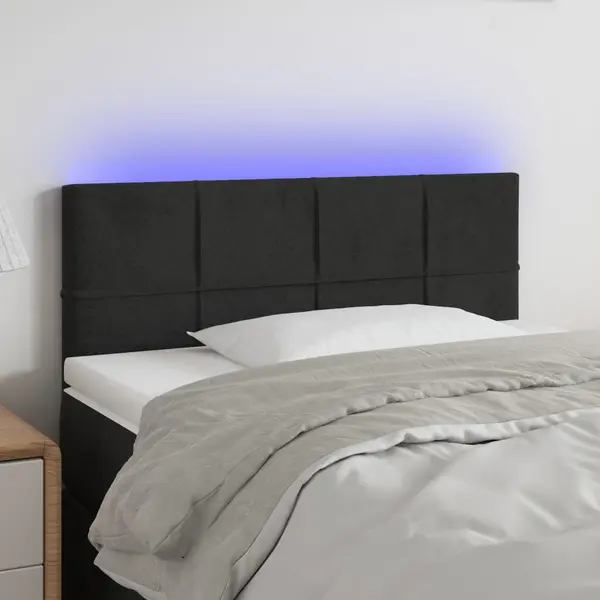 Gossi tablie de pat cu led, negru, 80x5x78/88 cm, catifea