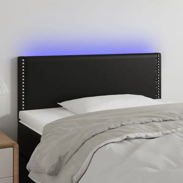 Gossi tablie de pat cu led, negru, 80x5x78/88 cm, piele ecologica