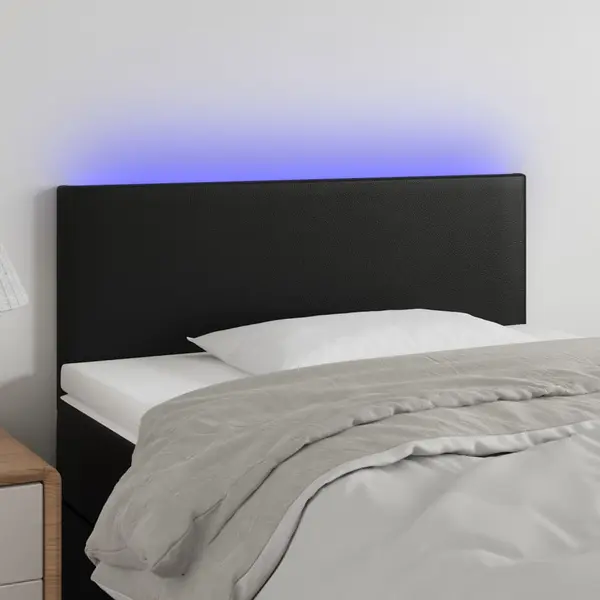 Gossi tablie de pat cu led, negru, 80x5x78/88 cm, piele ecologica