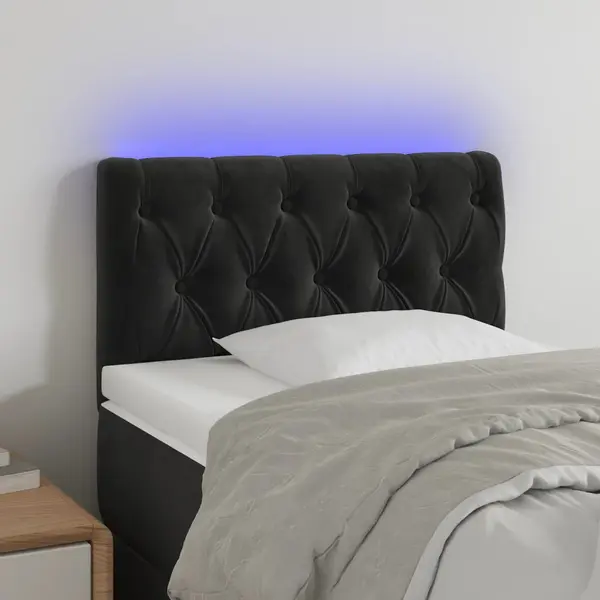 Gossi tablie de pat cu led, negru, 80x7x78/88 cm, catifea