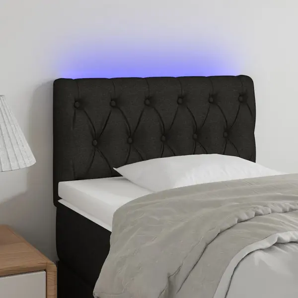 Gossi tablie de pat cu led, negru, 80x7x78/88 cm, textil