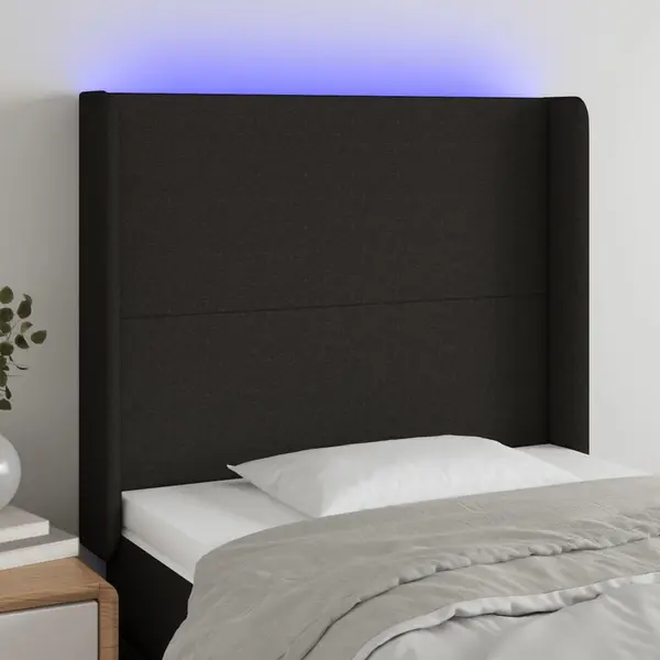 Gossi tablie de pat cu led, negru, 83x16x118/128 cm, textil