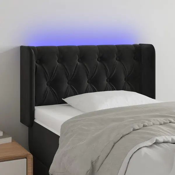 Gossi tablie de pat cu led, negru, 83x16x78/88 cm, catifea