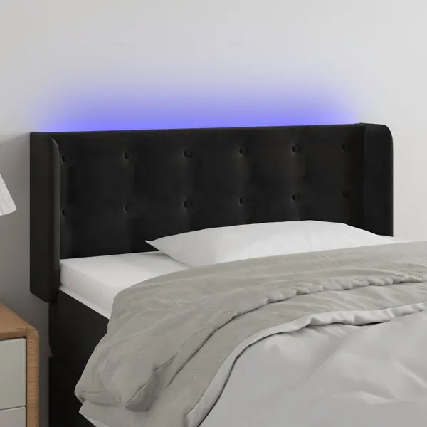 Gossi tablie de pat cu led, negru, 83x16x78/88 cm, catifea