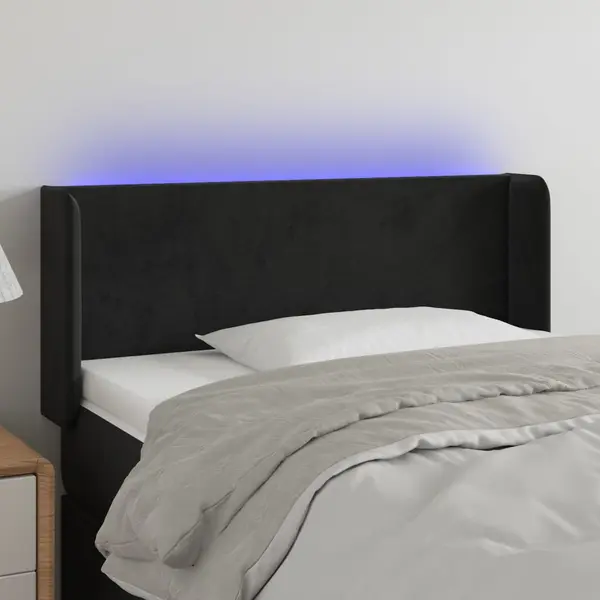 Gossi tablie de pat cu led, negru, 83x16x78/88 cm, catifea