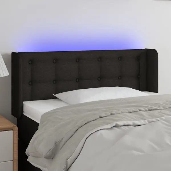 Gossi tablie de pat cu led, negru, 83x16x78/88 cm, textil
