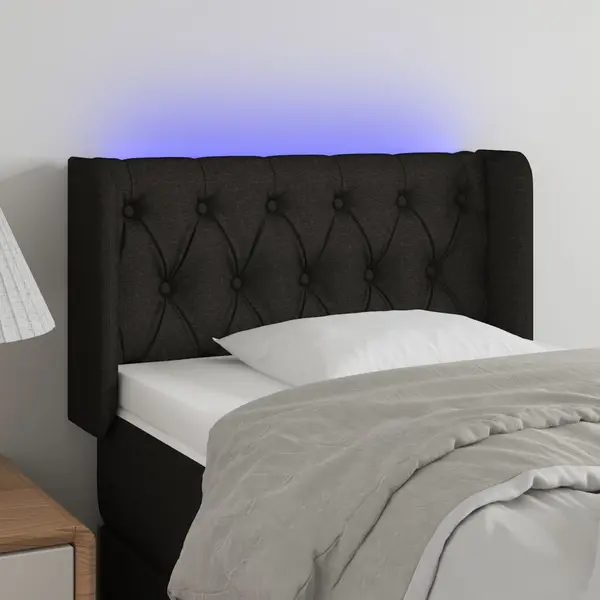 Gossi tablie de pat cu led, negru, 83x16x78/88 cm, textil