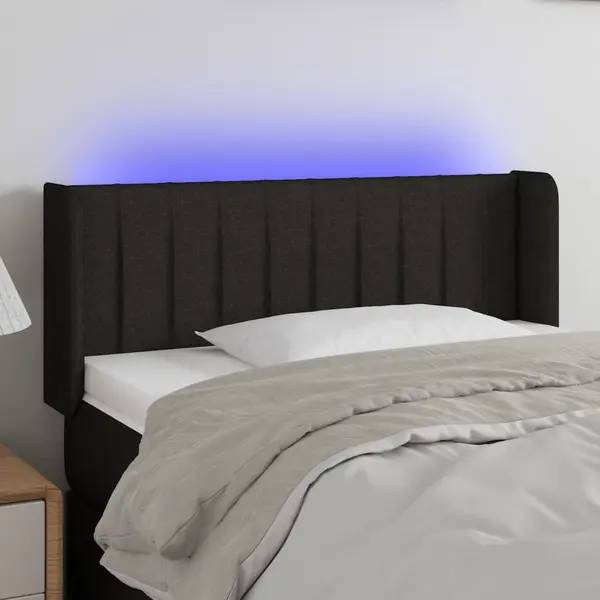 Gossi tablie de pat cu led, negru, 83x16x78/88 cm, textil